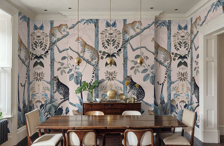 Panthera Mural Hybrid Wallpaper - Pink