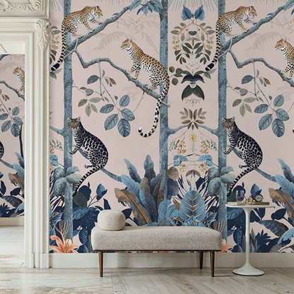 Panthera Mural Hybrid Wallpaper - Pink