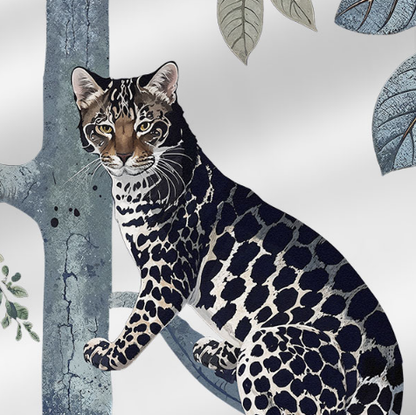 Panthera The Mural Hybrid Wallpaper - Metallic Silver