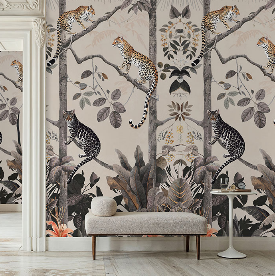 Sample - Panthera Mural Hybrid Wallpaper - Taupe