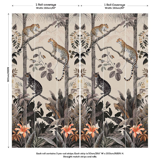 Panthera Mural Hybrid Wallpaper - Taupe