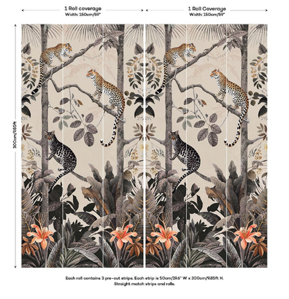 Panthera Mural Hybrid Wallpaper - Taupe
