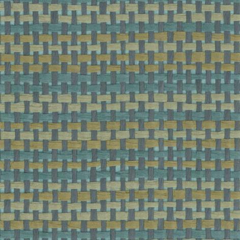 Sample - Paper Weave Grasscloth Wallpaper - Bluish Green