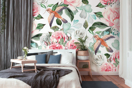 Paradise - Custom Sized Wallpaper Mural (per m2) - White/White