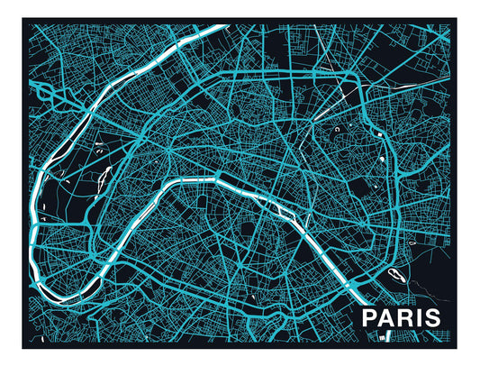 City Map Many Cities - Custom Sized Wallpaper Mural (per m2) - Paris Night
