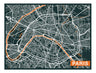 City Map Many Cities - Custom Sized Wallpaper Mural (per m2) - Paris Orange