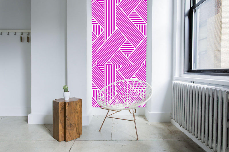 Lines Wallpaper - Stripe Lines Pink - Custom Sized Wallpaper Mural (per m2)
