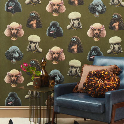 Poodle Parlour Wallpaper - Moss