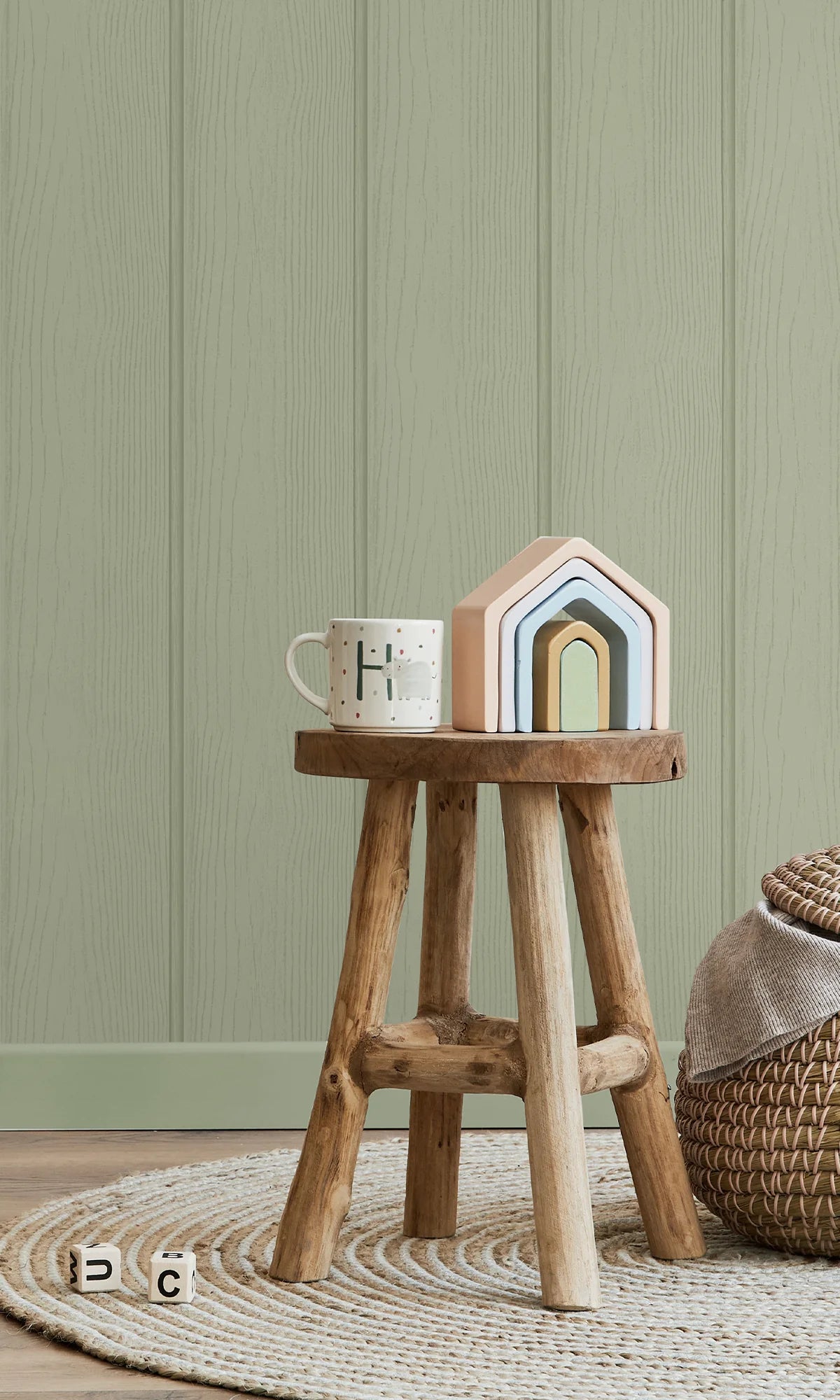 Tongue & Groove Wallpaper – Sage Green