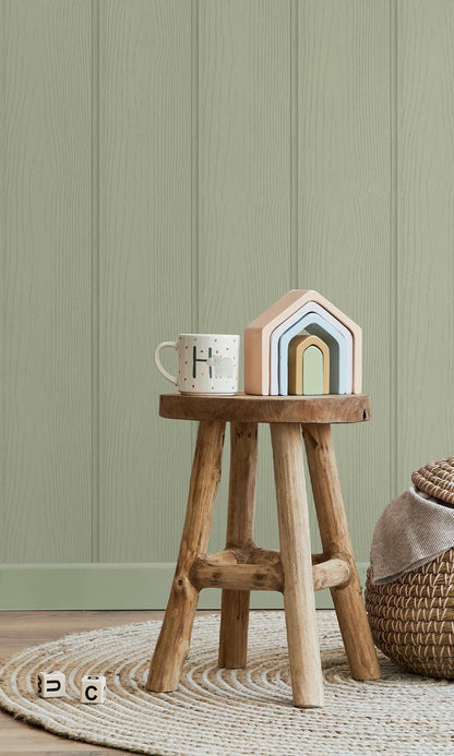 Tongue & Groove Wallpaper – Sage Green