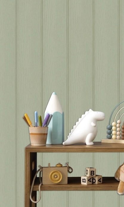 Tongue & Groove Wallpaper – Sage Green