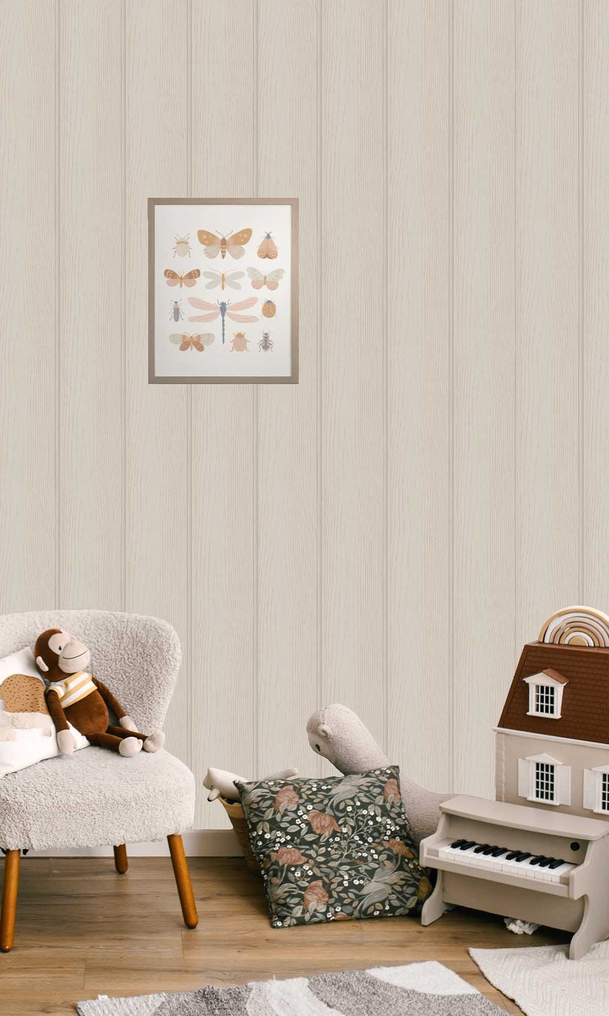 Tongue & Groove Wallpaper – Beige