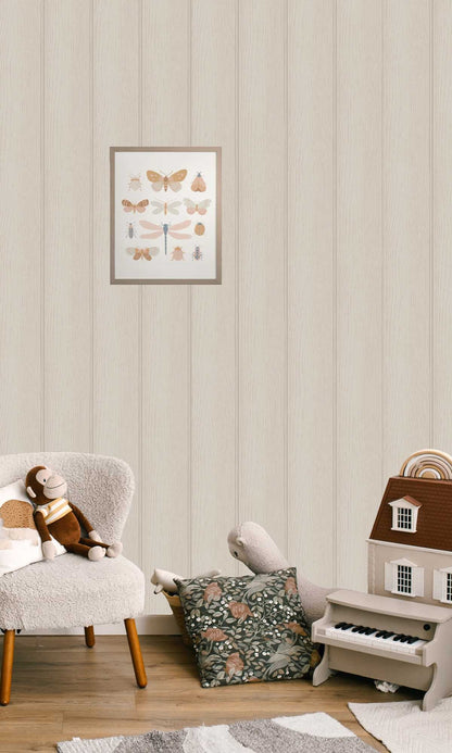Tongue & Groove Wallpaper – Beige