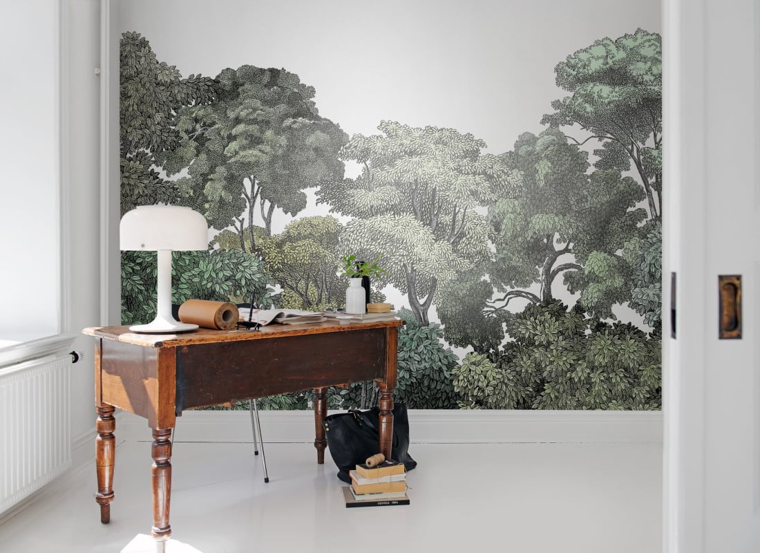 Bellewood Clouds - Green - Custom Sized Wallpaper Mural (per m2)