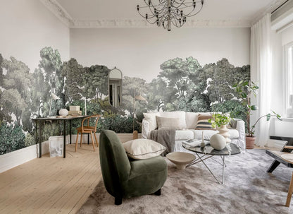 Bellewood Clouds - Green - Custom Sized Wallpaper Mural (per m2)