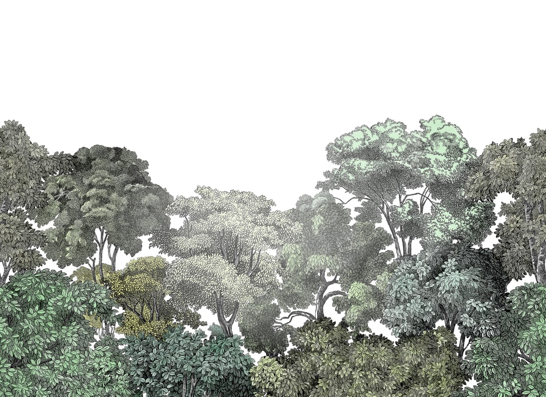 Bellewood Clouds - Green - Custom Sized Wallpaper Mural (per m2)