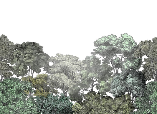Bellewood Clouds - Green - Custom Sized Wallpaper Mural (per m2)