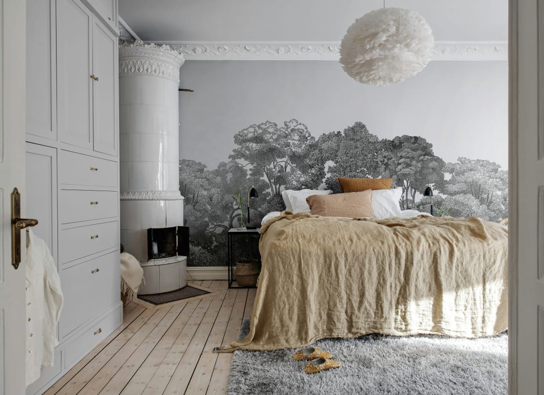 Bellewood Clouds - Black - Custom Sized Wallpaper Mural (per m2)