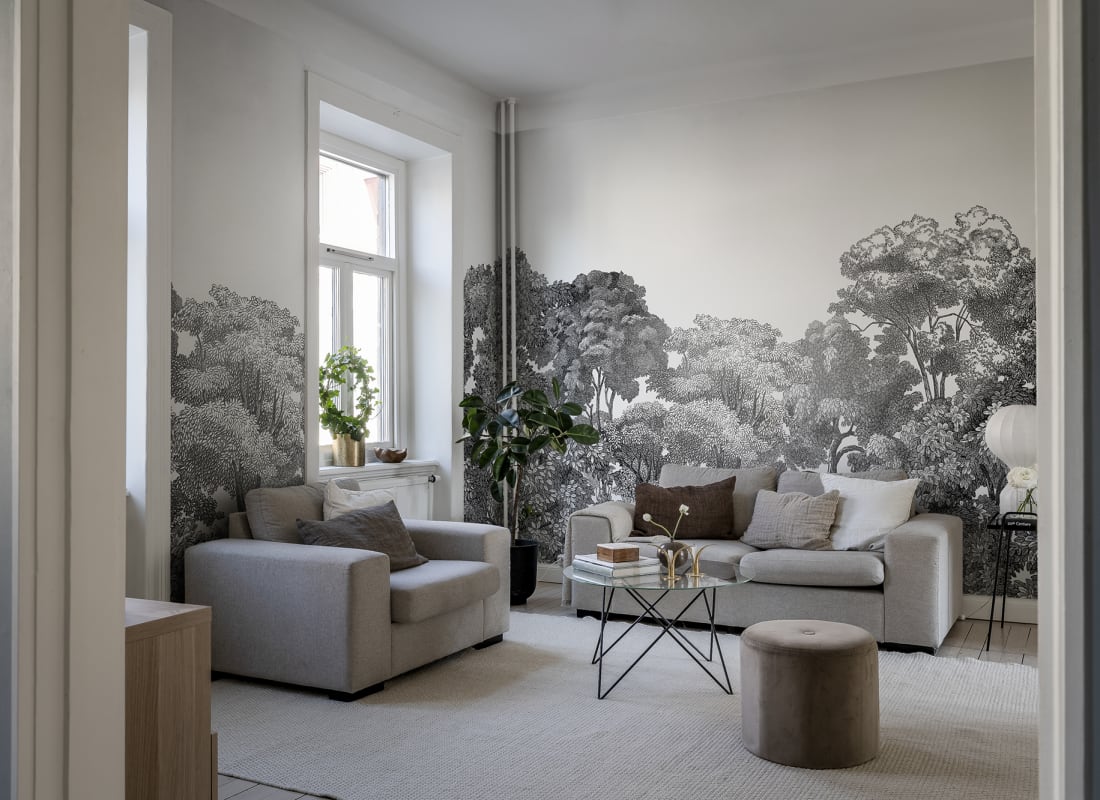 Bellewood Clouds - Black - Custom Sized Wallpaper Mural (per m2)