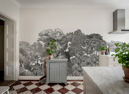 Bellewood Clouds - Black - Custom Sized Wallpaper Mural (per m2)