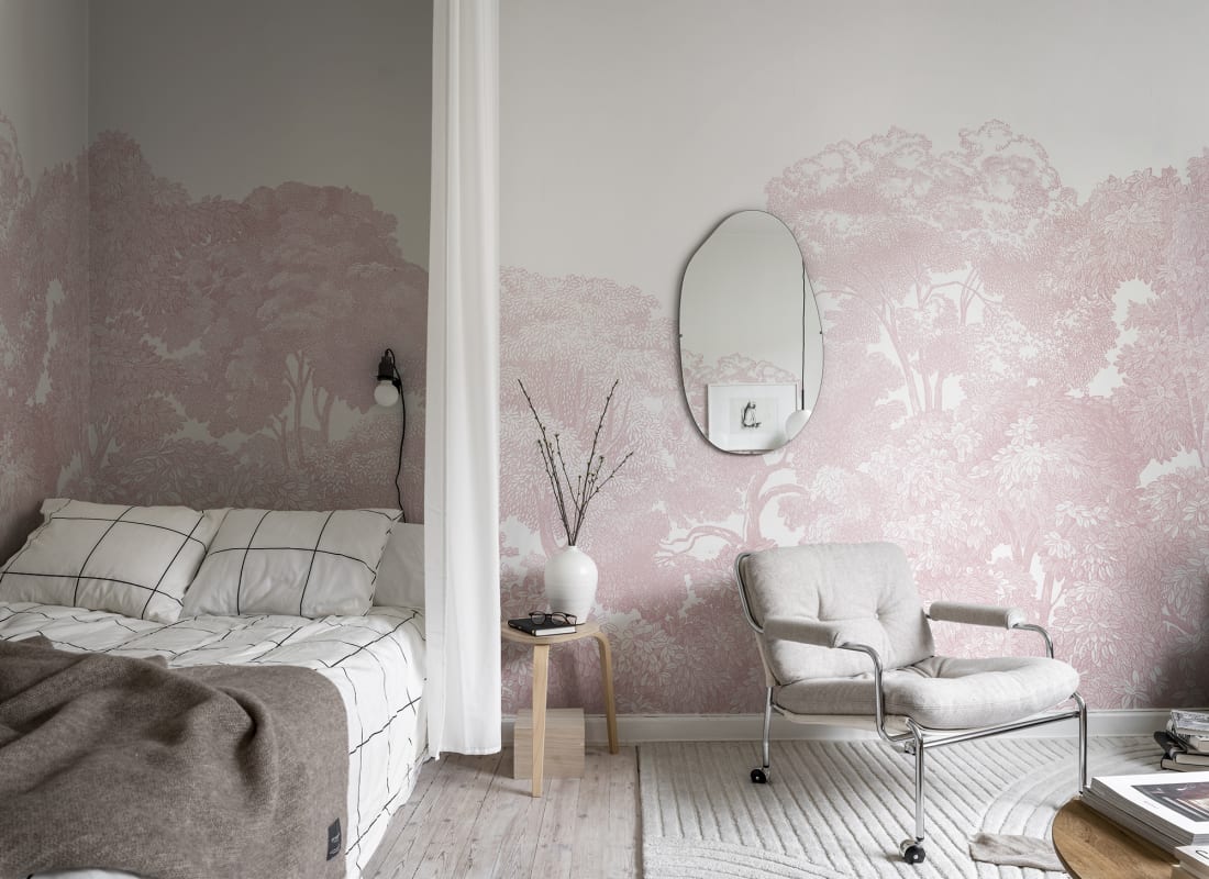 Bellewood Clouds - Pink - Custom Sized Wallpaper Mural (per m2)
