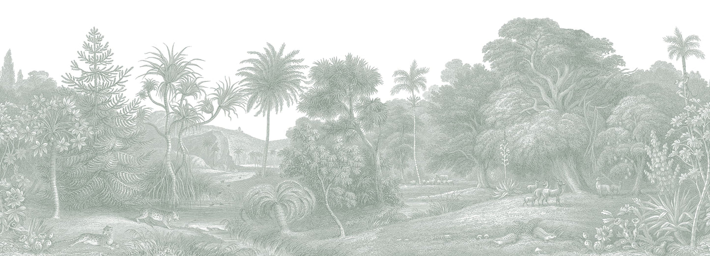 Jungle Land - Verdant - Custom Sized Wallpaper Mural (per m2)