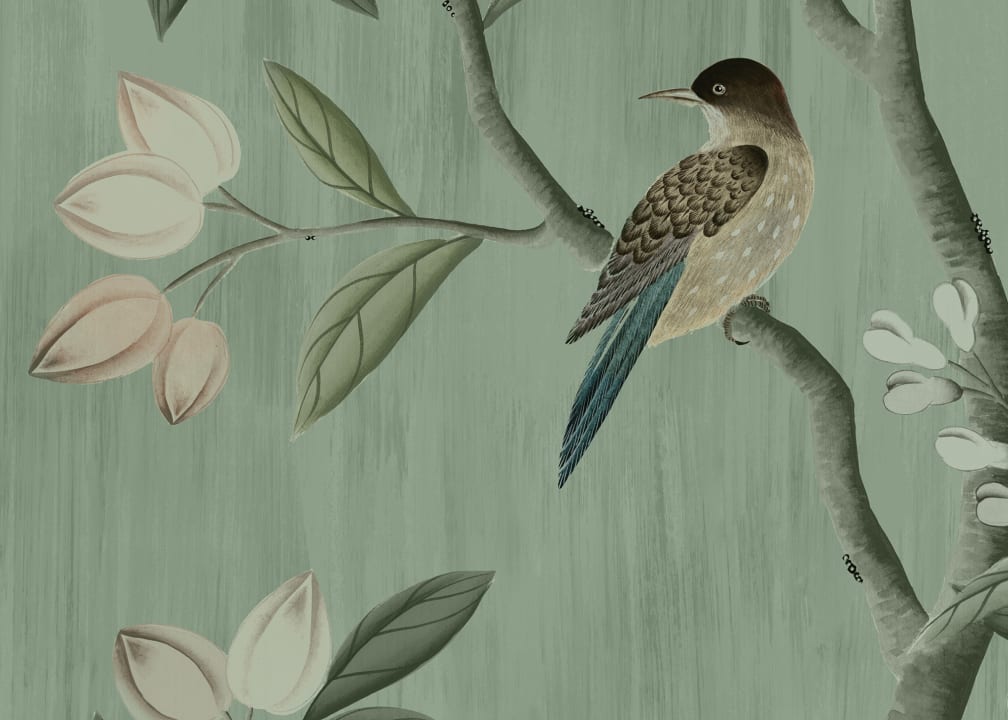 Chinoiserie Chic - Jade - Custom Sized Wallpaper Mural (per m2)