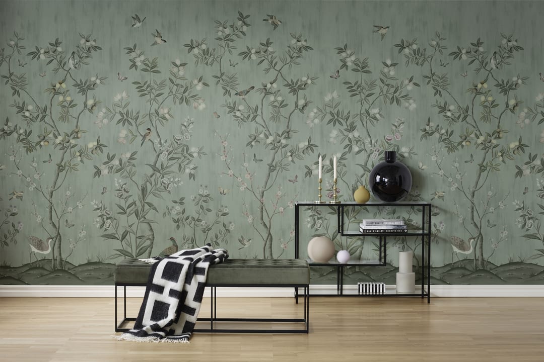 Chinoiserie Chic - Jade - Custom Sized Wallpaper Mural (per m2)