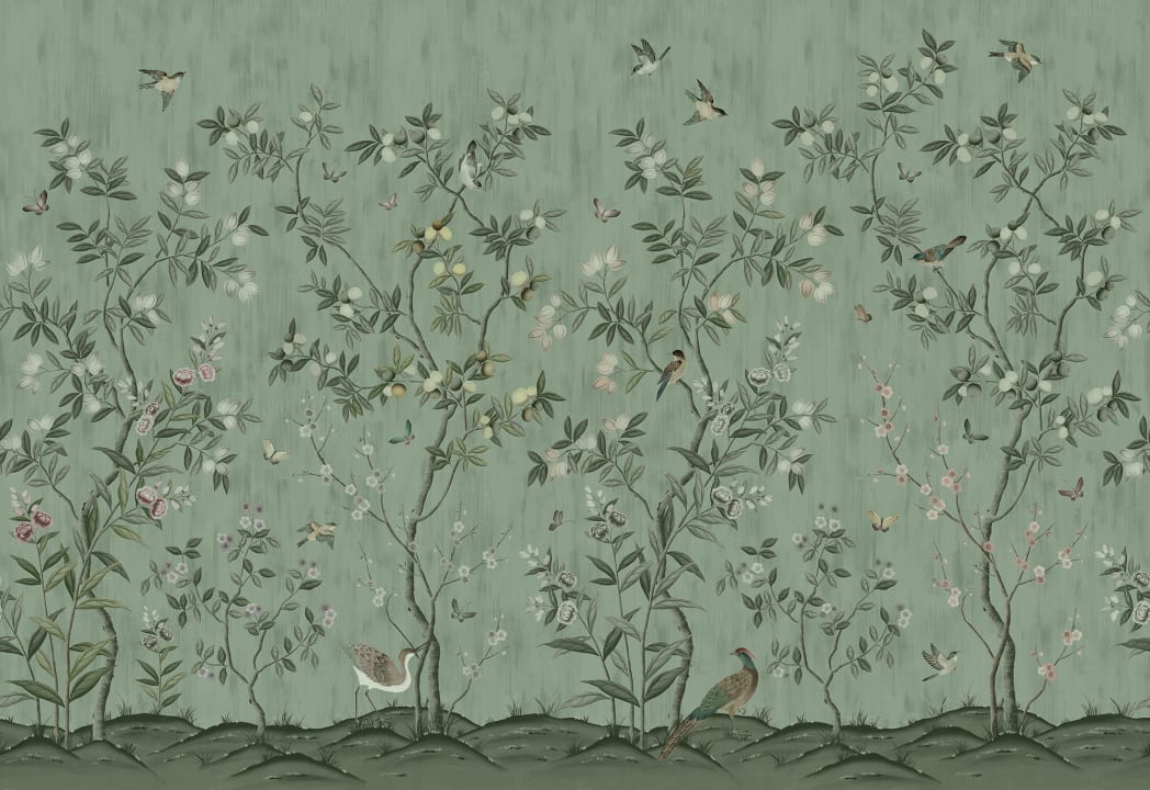 Chinoiserie Chic - Jade - Custom Sized Wallpaper Mural (per m2)