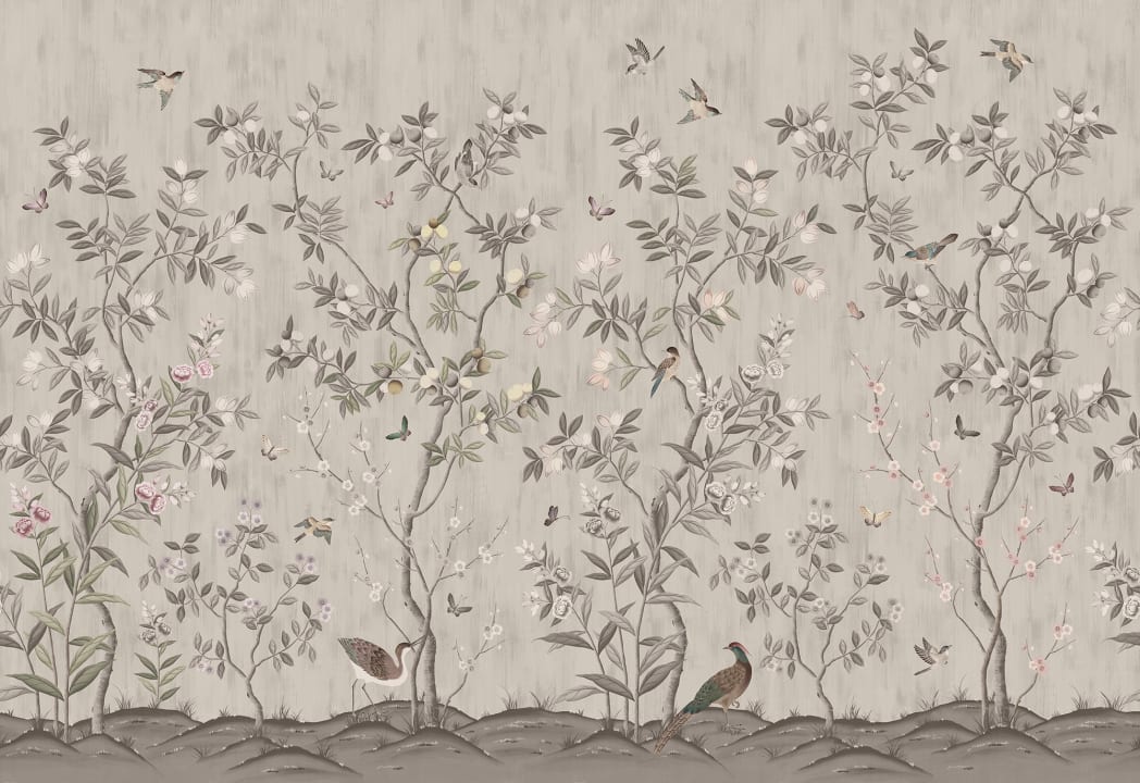Chinoiserie Chic - Powder Beige - Custom Sized Wallpaper Mural (per m2)