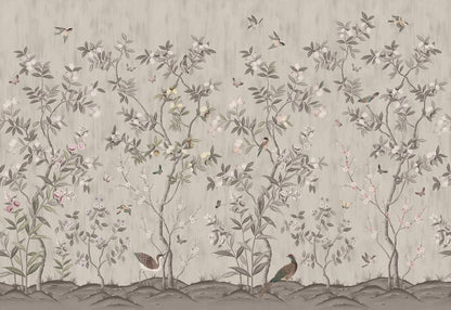 Chinoiserie Chic - Powder Beige - Custom Sized Wallpaper Mural (per m2)