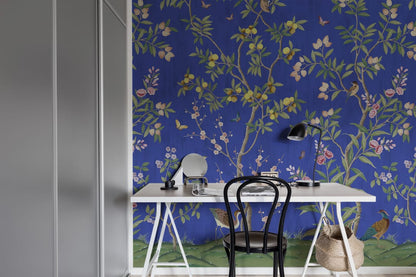 Chinoiserie Chic - Blue - Custom Sized Wallpaper Mural (per m2)