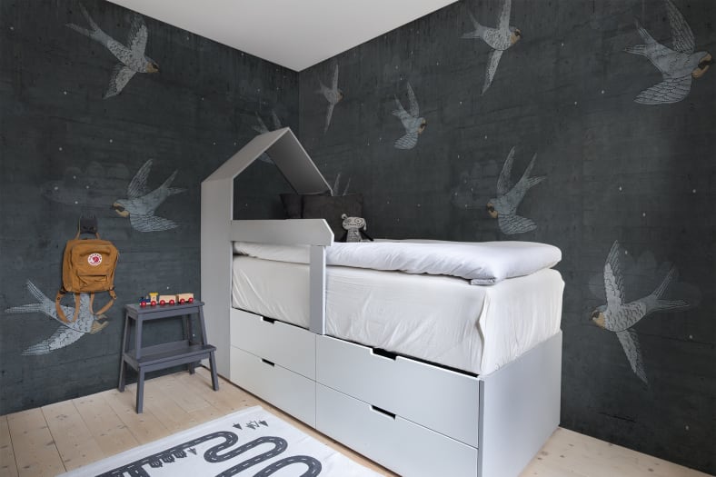 Concrete Swallows - Night - Custom Sized Mural Wallpaper (per m2)