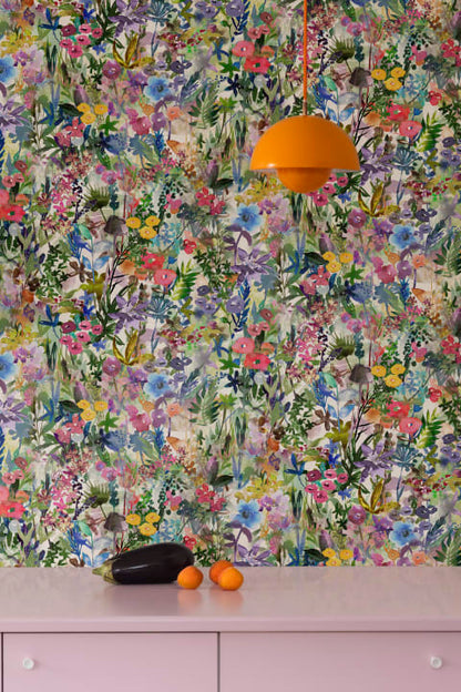 Poppy Meadow Wallpaper - Rainbow
