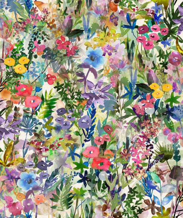 Poppy Meadow Wallpaper - Rainbow