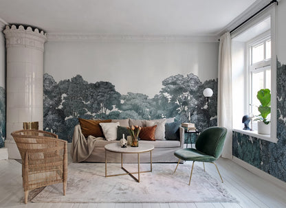 Bellewood Clouds - Teal - Custom Sized Wallpaper Mural (per m2)