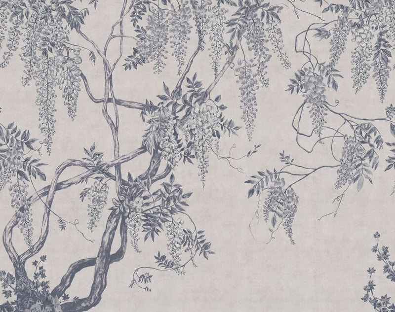 Wisteria Tree - Blue - Custom Sized Wallpaper Mural (per m2)