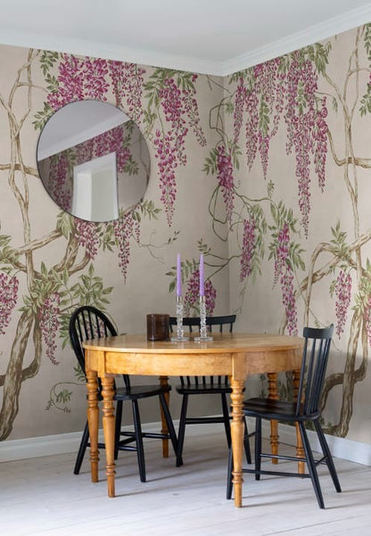 Wisteria Tree - Dusty Pink - Custom Sized Wallpaper Mural (per m2)