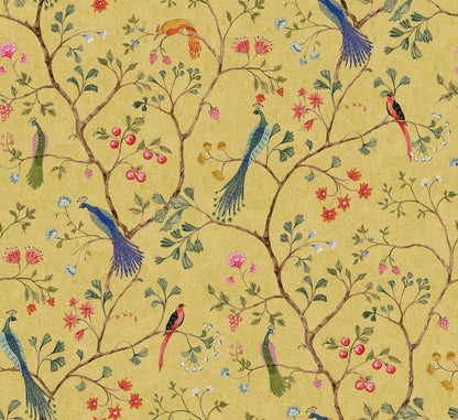 Songbirds - Saffron - Custom Sized Wallpaper Mural (per m2)