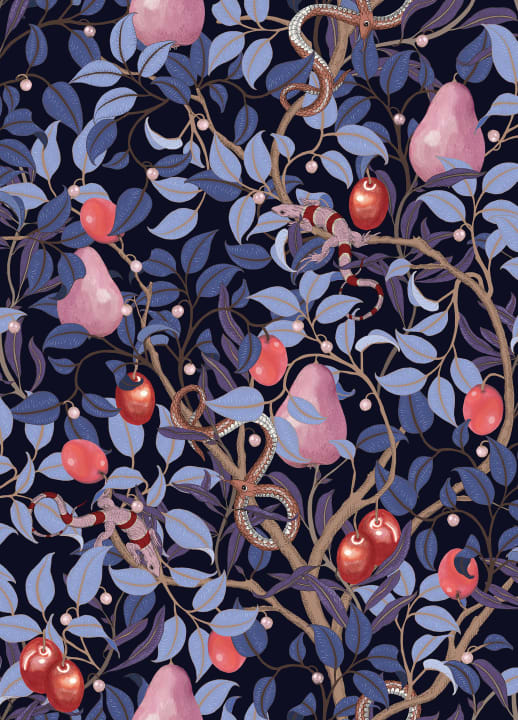 Sample - Fruit Garden Wallpaper - Lilac