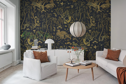 Dragon Garden - Gold - Custom Sized Wallpaper Mural (per m2)
