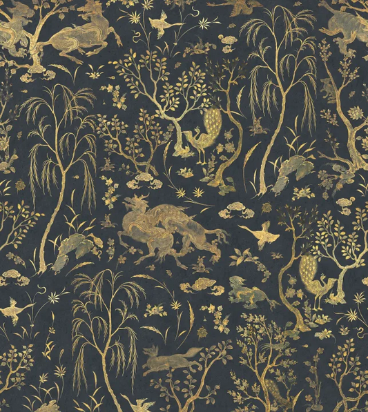Dragon Garden - Gold - Custom Sized Wallpaper Mural (per m2)