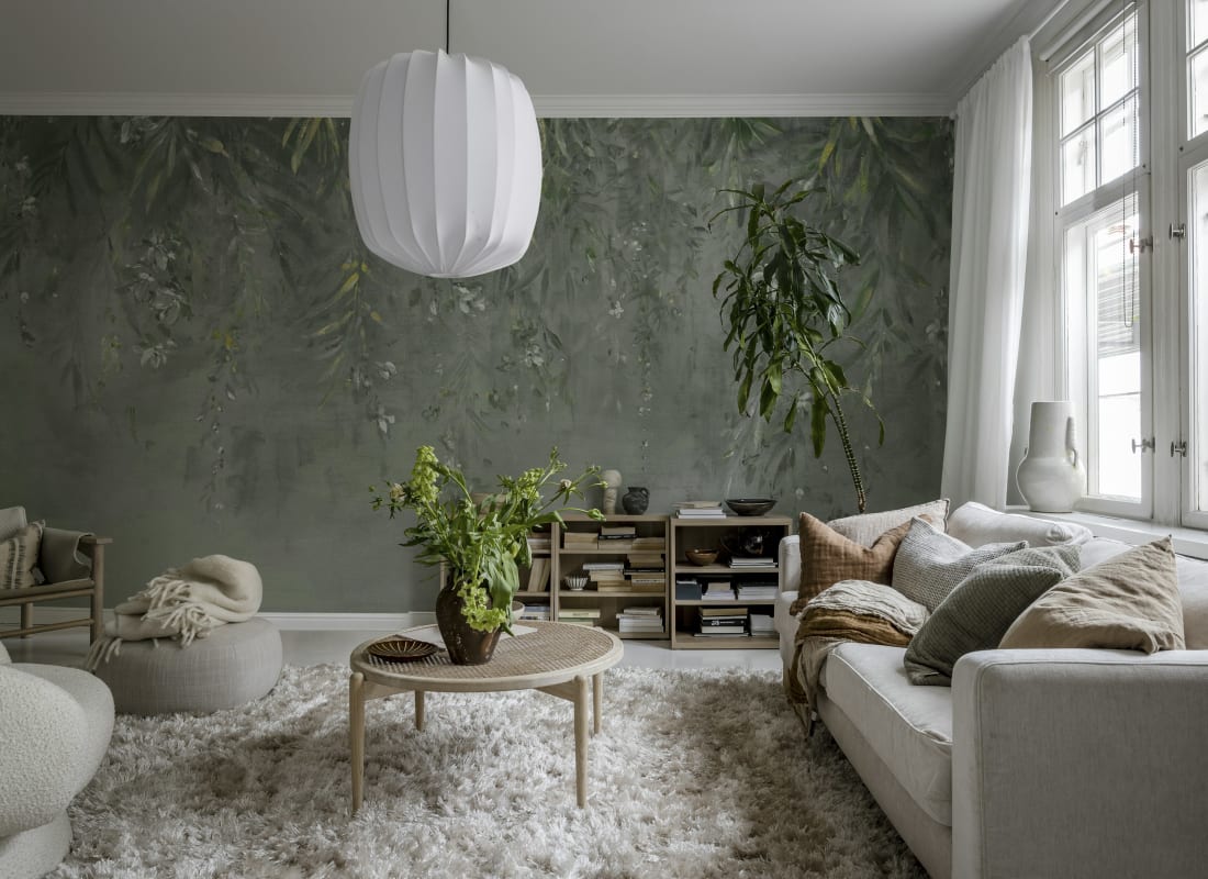 Honolulu - Dark Green - Custom Sized Wallpaper Mural (per m2)