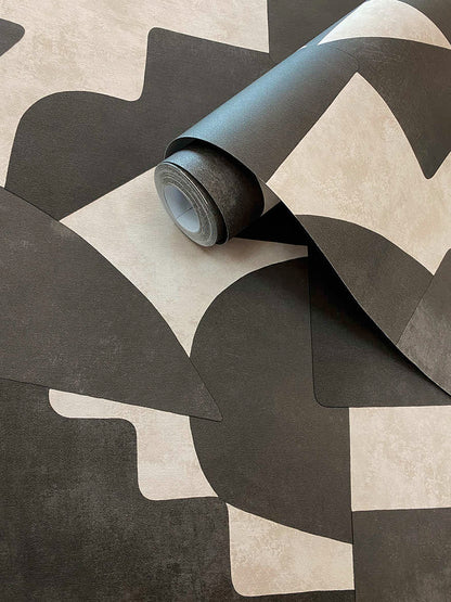 Geo Linnet - Geometric Wallpaper - Cream/Charcoal