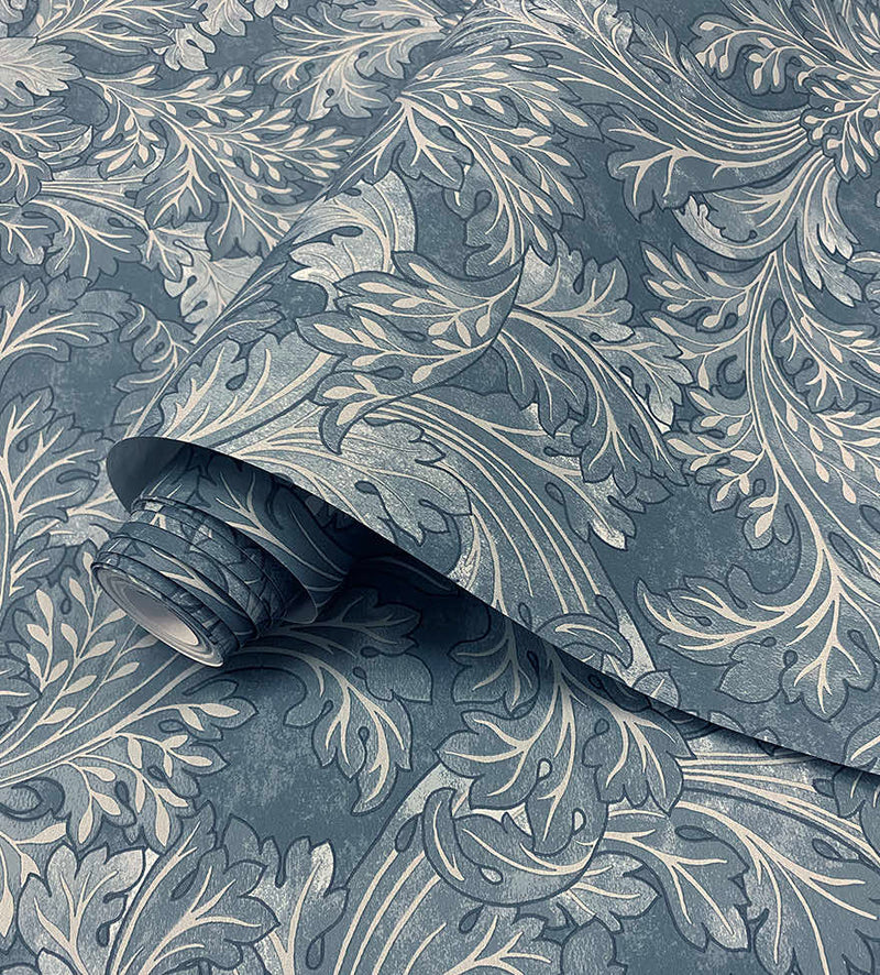 Forenza - Ornate Leaves Wallpaper - Navy
