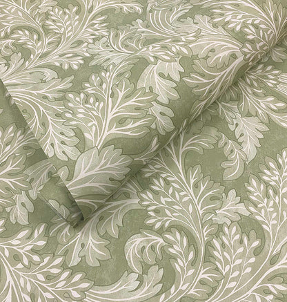Forenza - Ornate Leaves Wallpaper - Sage