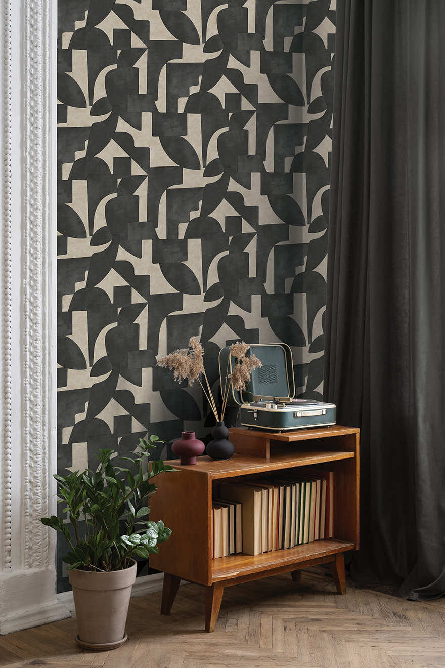 Geo Linnet - Geometric Wallpaper - Cream/Charcoal