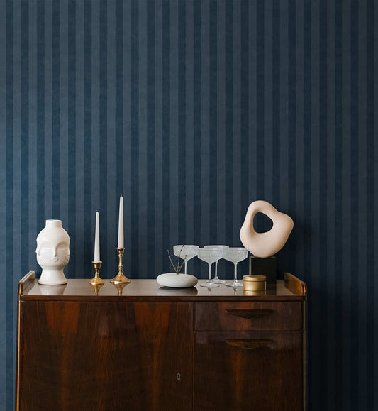 Aquila Stripes Wallpaper - Navy
