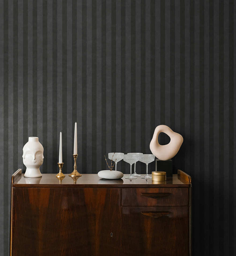 Aquila Stripes Wallpaper - Charcoal