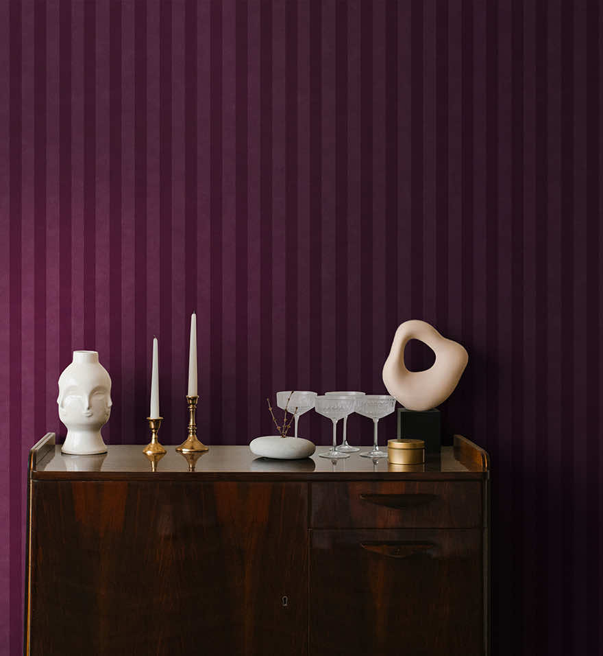 Aquila Stripes Wallpaper - Berry